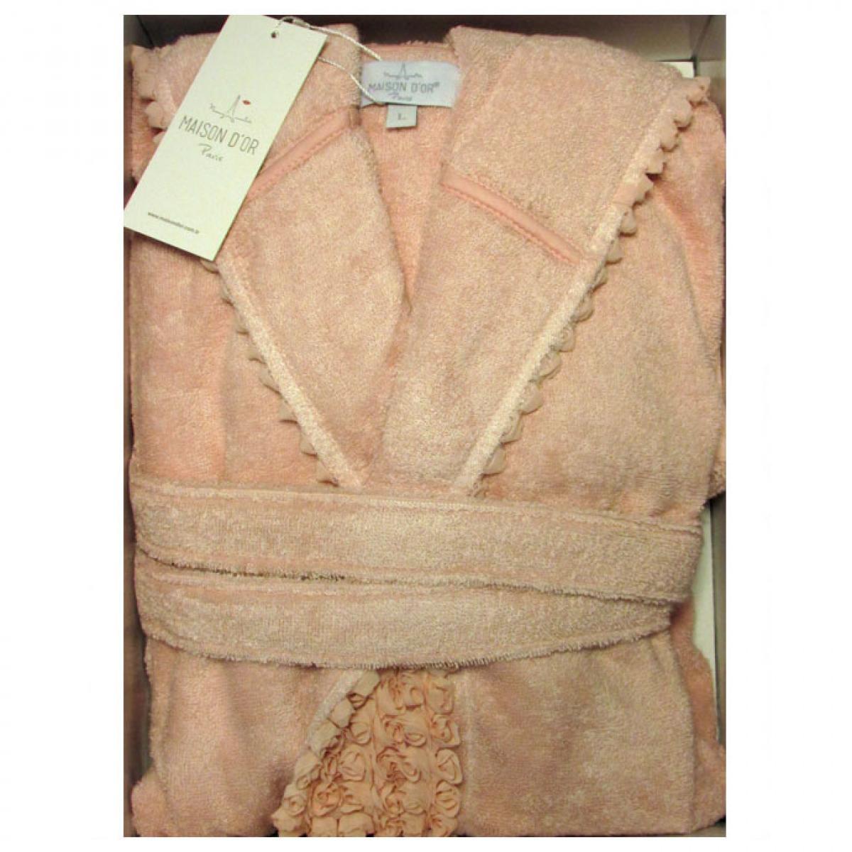 MD-136/крем-М МАХРОВЫЙ ХАЛАТ С РОЗАМИ VIVIENNE - ВИВЬЕН Maison D'or цвет кремовый М (махровые халаты сиреневые)