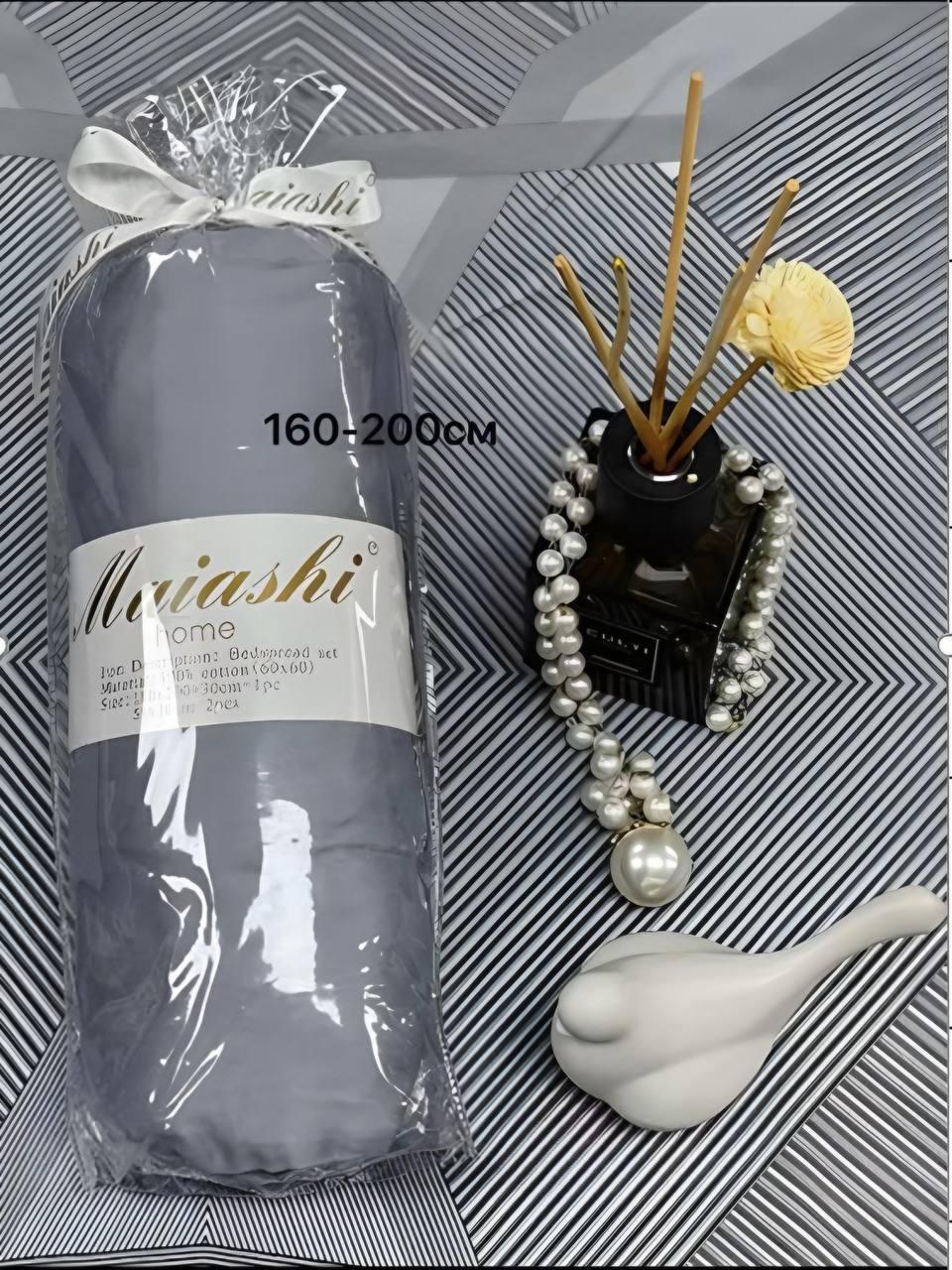 КПГ-125/сер Простынь на резинке 100% Люкс Сатин 180*200+30см, наволочки 50*70см-2шт цвет серый к-т