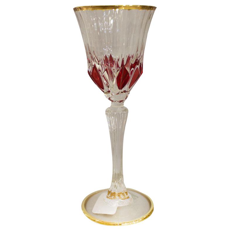 Ис-2209L/кр Набор из 6 рюмок для ликера цвет красный с золотой оконтовкой  хрусталь SAME (бокал бокалы фужер фужеры хрустальные набор фужеров)