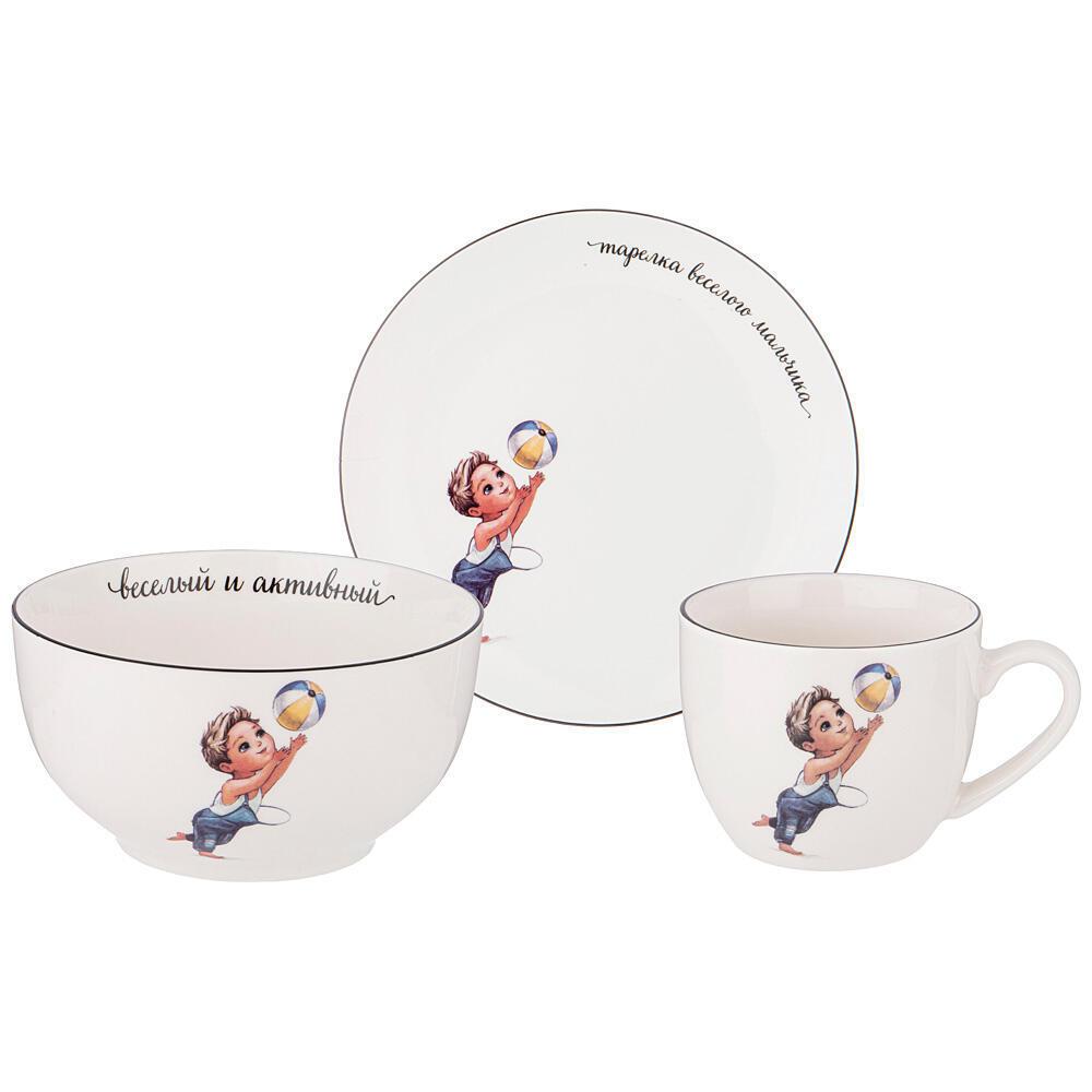 Рос 260-679 НАБОР ПОСУДЫ LEFARD ВЕСЕЛЫЙ МАЛЬЧИК 3 ПР.: САЛАТНИК 470МЛ, ТАРЕЛКА 20СМ, КРУЖКА 220МЛ