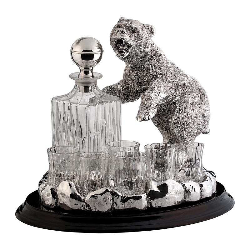 Иг-2058800 Набор для водки "Медведь" графин+ стопки на подставке Chinelli