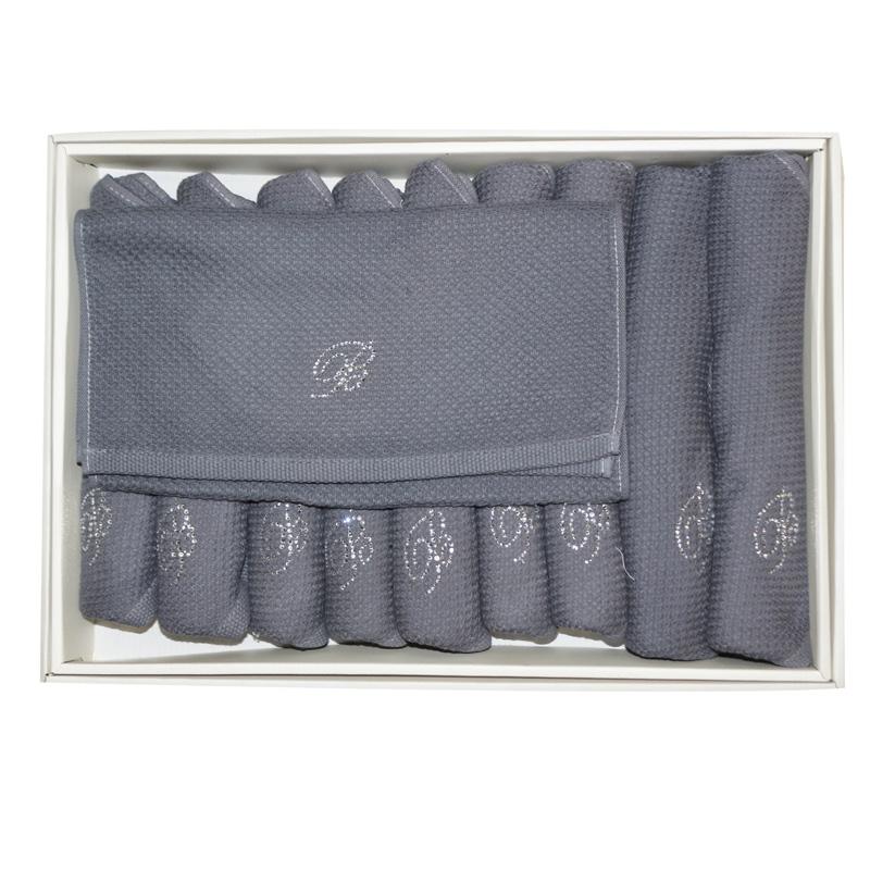 КПГ-255/син Набор полотенец вафельных Blumarine 10шт 35*75 100% хлопок цвет синий