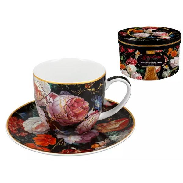 Хп-840-9226 Чашка с блюдцем фарфоровая Jan Davidszoon de Heem, Цветы в стиле барокко 250 мл (CARMANI)
